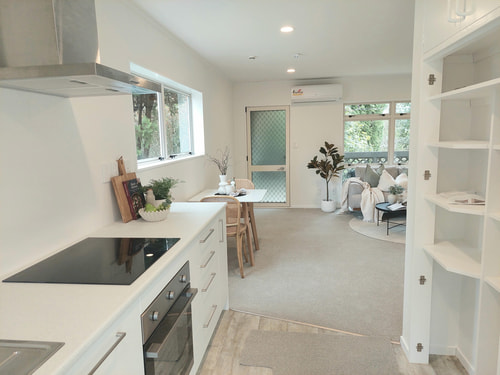 Kitchen and open pantry